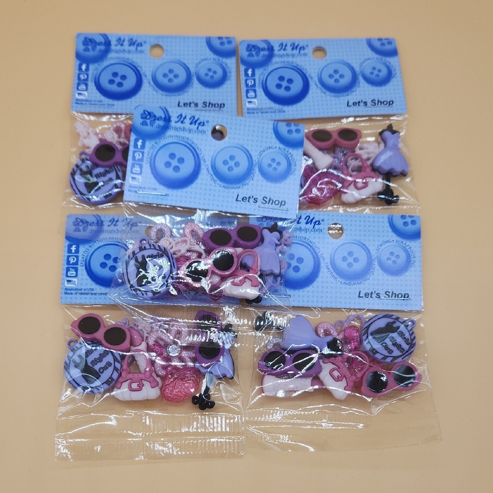 Buttons / Embellishments For Crafting - New In Package - Lot Of 5 Packages